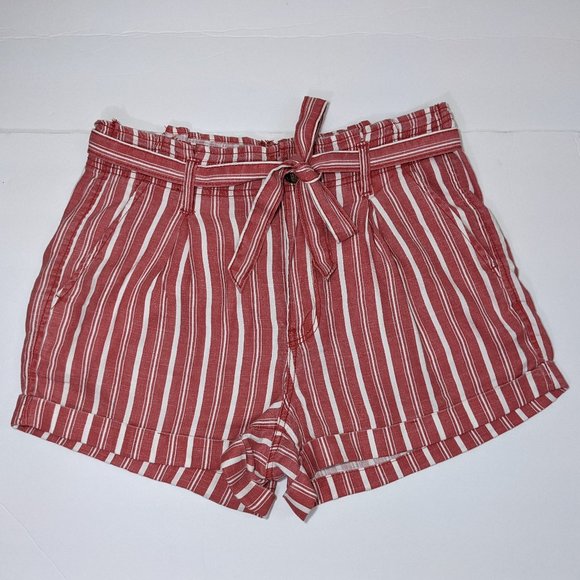 American Eagle Outfitters Pants - AEO Red White Stripe Shorts Belted Red White 10
